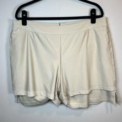 Lady Hagen Women’s Performance Skort Beige Lined Stretch Ribbon Pockets Size 16