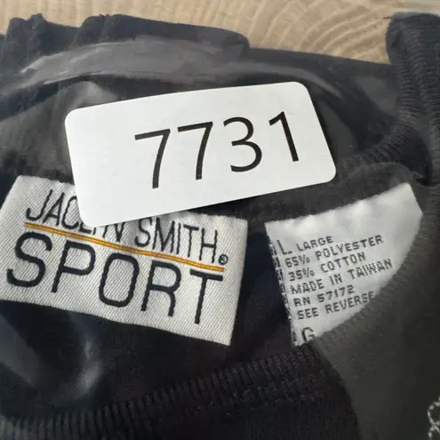 Jaclyn Smith Sport Top L Black Embroidered Floral Modest Elegant Chic Vintage Size L