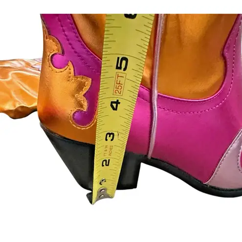 Azalea Wang Hendrix Western Cowboy Boot Knee High Pink/Orange Metallic Sz 9 Pink