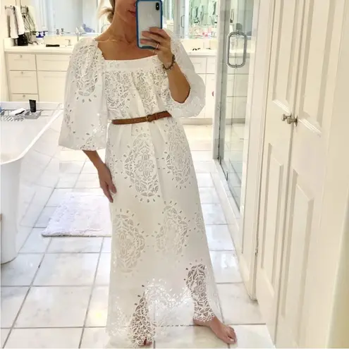 Hunter Bell Remy White Lace Crochet Maxi Dress Size Small