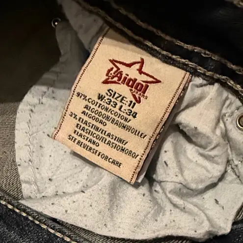 L.A. Idol Dark Blue Bootcut Jeans Embellished Flap Pockets Faux Jewel Women’s 11 Size 33