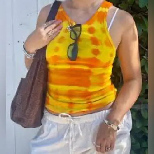 Just Love 🆕 Y2K Orange Tie-Dye Rhinestones Heart Tank Top 2X 🆕