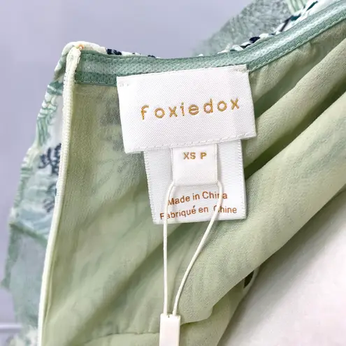 Foxiedox New Lace Ruffle Printed Cropped Strapless Jumpsuit Green Petite Size XS