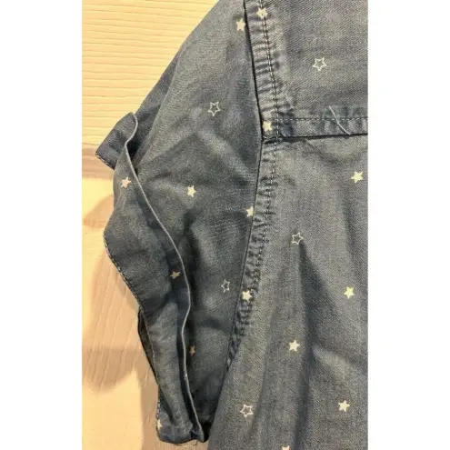 Thread & Supply Cap Sleeve Tencel Chambray Denim Tie Waist Dress Blue Small‎ S