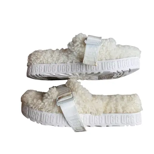 UGG - Fluffita Slide White Shearling Platform Sandals Sz 9