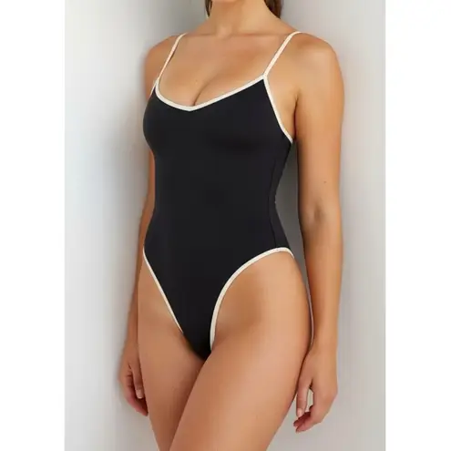 MONDAY SWIMWEAR Ravello One Piece Swim, Blavk/Ivory, Large Black
