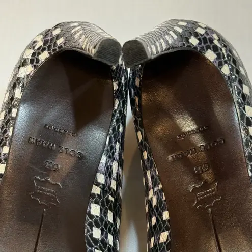 Cole Haan Grand.OS Snakeskin Leather Heels
Size 6 | Black White Python Print