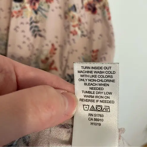 Maurice's 1 Plus Size Pink Floral Smock Waist Blouse Boho Long Sleeve Peasant Top