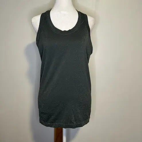 Athleta  Momentum sleeveless dark green shine sparkly racerback tank top size M