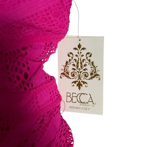 BECCA by Rebecca virtue BECCA Color Play Pink Crochet Plunge One Piece Swimsuit Size Medium