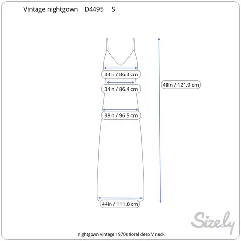 nightgown vintage 1970s floral deep V neck blue pink orange Size L