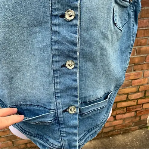 None Faded Denim Fashion Button Vest M/L