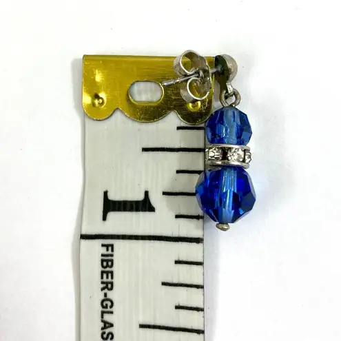 Swavorski Blue Swarovski Crystal drop Earrings round crystals silver rhinestone rondelle