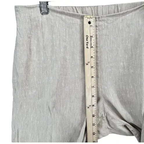 J Jill Linen Stretch Pants Women M Beige Crop Button Hem Coastal Resort Breezy Size M