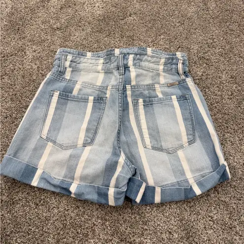 KanCan Blue and White Striped Jean Shorts Size M