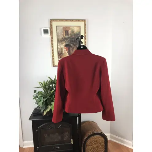 Harve Bernard Womens Collar Lapel Long Sleeve Three Button Jacket Red Size 8