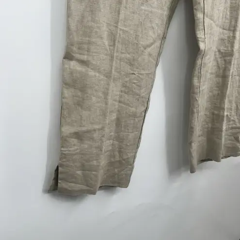 Peck & Peck Womens Beige 100% Linen Pull On L Pants Pockets Outdoor Beach Casual