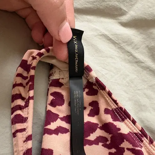 Vix Paula Hermanny Bali Leopard Two Piece Brazilian String Cheeky Bikini Set Pink