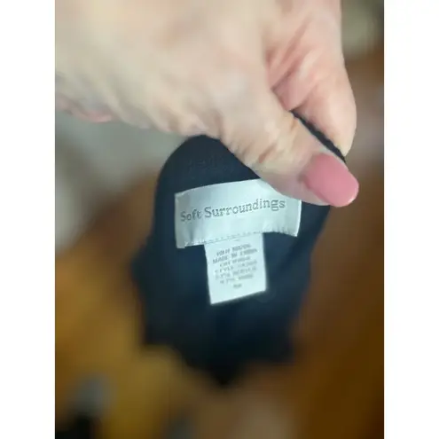 Soft Surroundings Black Wool blend Dress Fringe Hem Cocktail Party 3/4 Sleeve M