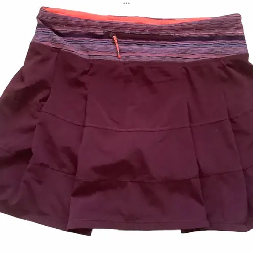 Lululemon  pace rival skirt 4 long bordeaux drama space dye twist build in shorts