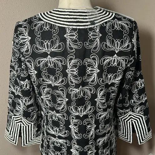 Vintage NEW Victor Costa Occasion QVC Beaded Embroidered Jacket Duster Blazer M Black Size M