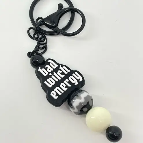 Keychain purse charm Beaded Keychain For Women, Silicone bead Bad Witch Energy Black