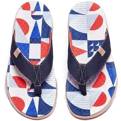 UIN Women's Flip Flops Thong Sandals Beach Casual Art Painted Slippers Non Slip Size 9