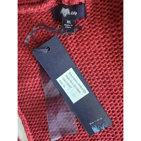 NWT! LILY Rust Crochet Sweater Vest, Size XL Boho Festival Orange