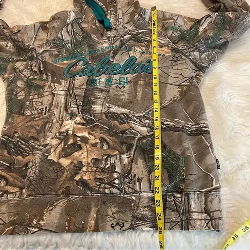 Cabela's Cabela’s Camo Hooded Sweatshirt Hoodie Women’s Size Medium Teal Blue Trim