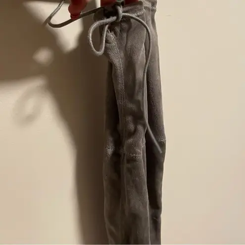 Attention Over the Knee Suede Block Heel Boots in Gray- Size 9