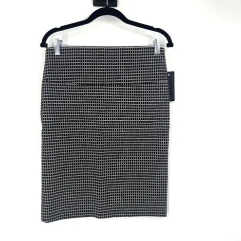 NWT Ashley Blue Stretch Pencil Skirt Black & White Geometric Dot Large Petite
