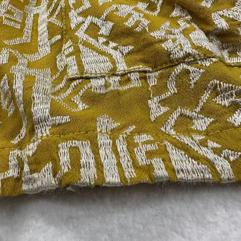 Elevenses Pull On Drawstring Waist Boho Shorts Womens XSmall Mustard Embroidered