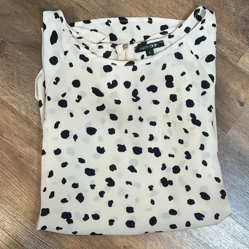Paper Moon Black & Cream Polka Dot High-Low Blouse Women's Large