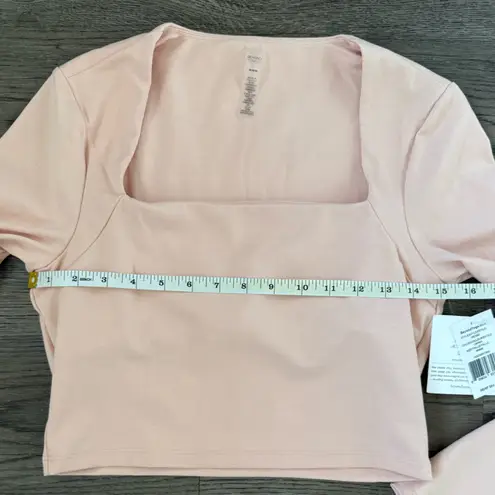 Beyond Yoga Heather Rib Frame Cropped Pullover - Size M - Cream Pink Heather NWT