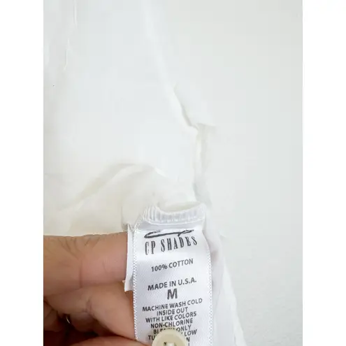 CP Shades NWOT White 100% Cotton Bottondown Size Medium Quiet Luxury Semi Sheer