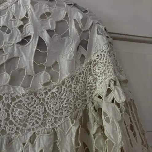 Ulla Johnson Albertine Dress Linen Lace Long Sleeve Pristine Guipure Size 2 XS