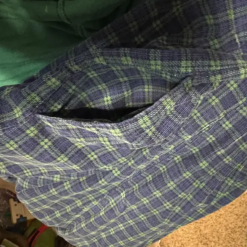 Bryn Connelly Corduroy Jumper Dress Sz 4P Tartan Plaid Navy green Midi VTG 80s Blue