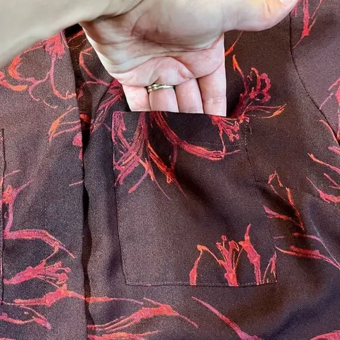 A New Day  Red Button Up Floral Shirt Size Small thumbnail 7