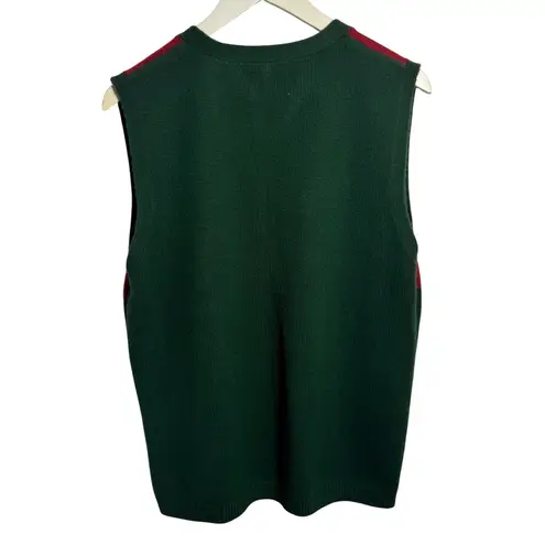 Chandler Hill Sweater Women L Green Red Argyle Gold Button Up Preppy Old Money Size L