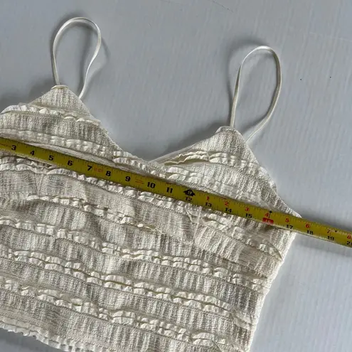 Good Luck Gem GLG XL Beige Lucy Ruffled Lace Tank Crop Top Stretch Semi Lined