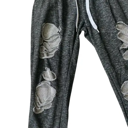 Roma Concept women's black heather stretchy ripped sweatpants joggers casual M