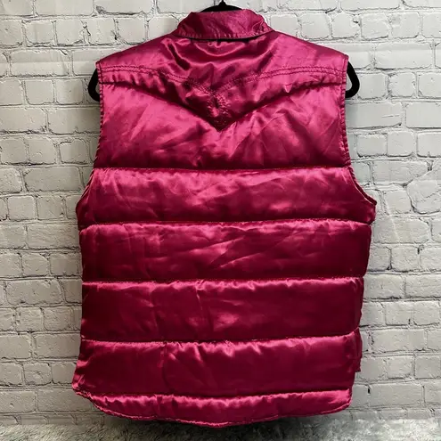 Roper Reversible Pink Teal Blue Embroidered Western Puffer Vest Zip Up Large