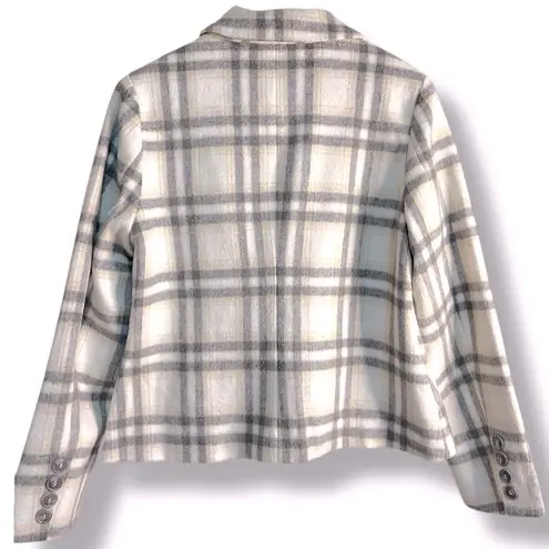 Bagatelle Cropped Blazer Cream, Gray and Beige Women’s Size Medium Single Button