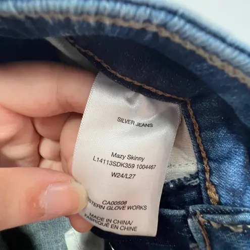 Silver Jeans Co. Jeans Womens 24 Mazy Skinny High Rise Distressed Raw Hem Denim Blue