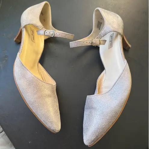 Paul Green sz 9.5 Womens D'Orsay Metallic Pointed Distressed Kitten Heel Pumps