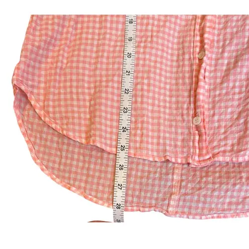 J. CREW Peach and White Gingham Long Sleeve Button Up Coastal Cowgirl Women's 8 Orange