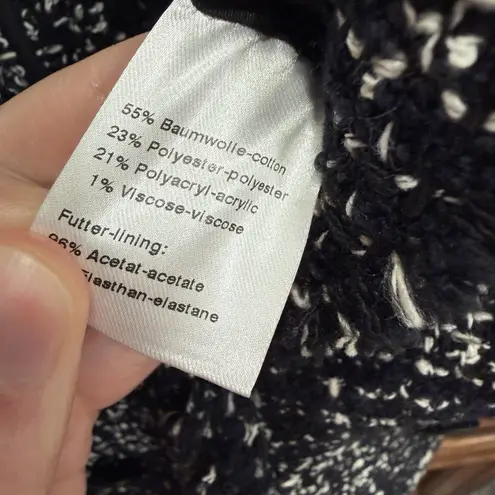 Akris Punto Deep Navy White Black Tweed Mock Double-Breasted Blazer Size 4