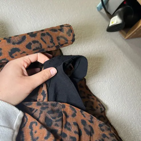 ZARA  TRF Collection Dress Leopard Print Pleated Long Sleeve Mini Brown L‎ bold