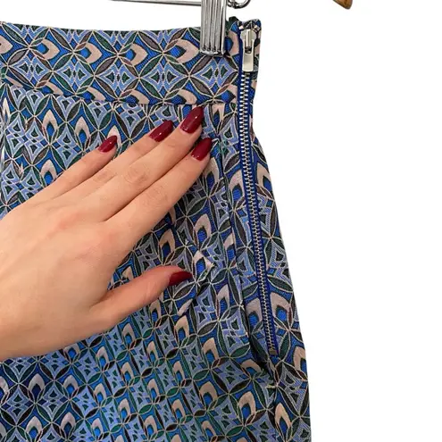 Maje High Rise Trapeze Shorts With Metallic Jacquard Geometric Print