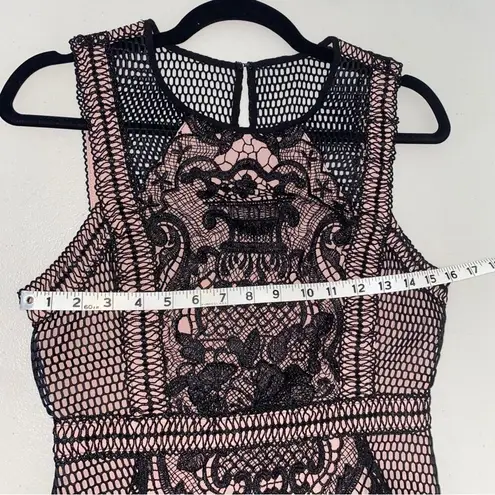 Ark & Co. Black & Nude Crochet Lace Sleeveless Short Mini Dress Classic Small